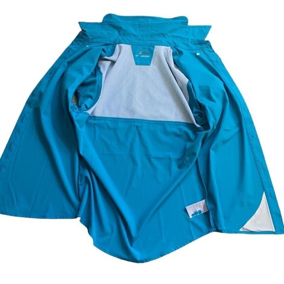 World Wide Sportsman Activewear Fishing Button Up Shirt Women S Blue 133B - Picture 7 of 16